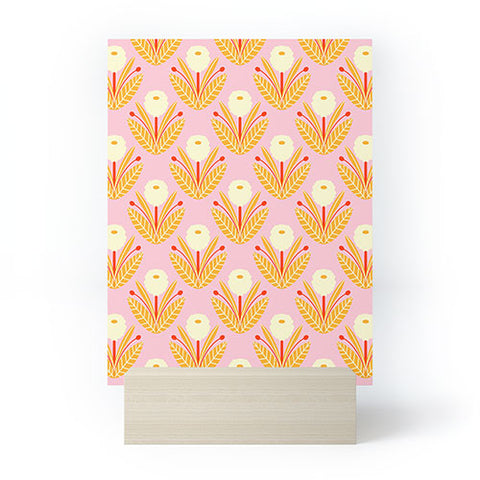 Maritza Lisa Happy White Dahlias Pattern Mini Art Print