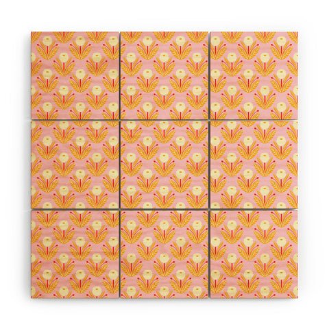 Maritza Lisa Happy White Dahlias Pattern Wood Wall Mural
