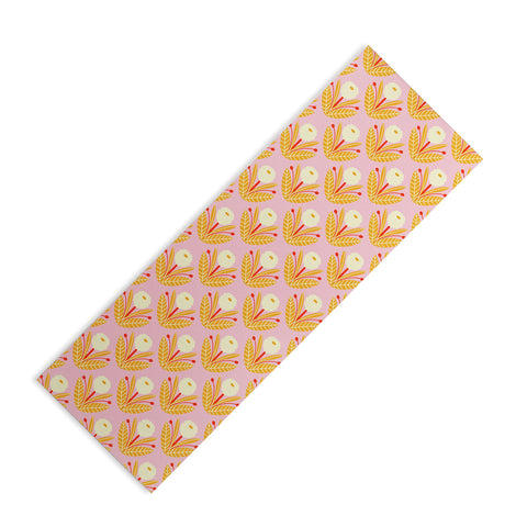 Maritza Lisa Happy White Dahlias Pattern Yoga Mat