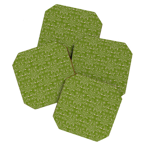 Maritza Lisa Playful Doodled Blooms Pattern Coaster Set