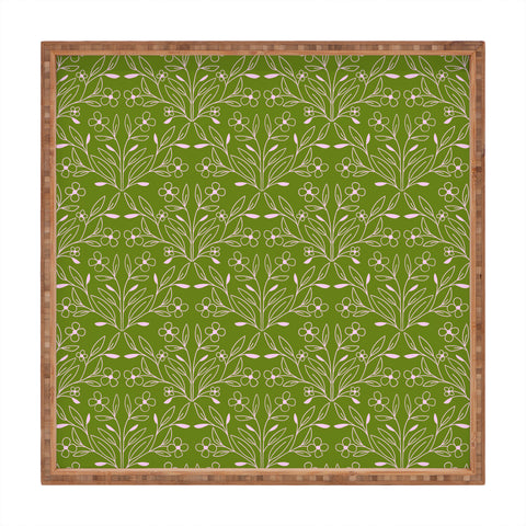 Maritza Lisa Playful Doodled Blooms Pattern Square Tray