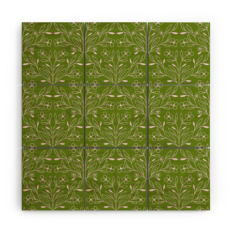 Maritza Lisa Playful Doodled Blooms Pattern Wood Wall Mural