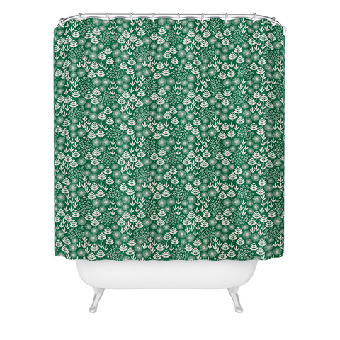 Maritza Lisa Retro Forest Flora Pattern Shower Curtain