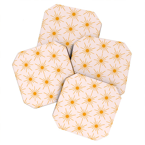 Maritza Lisa Sun Pattern On Pink Background Coaster Set
