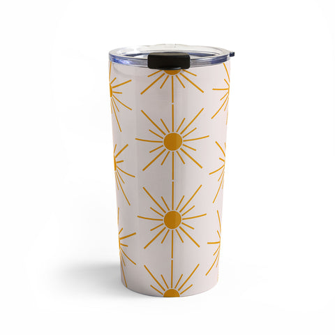Maritza Lisa Sun Pattern On Pink Background Travel Mug