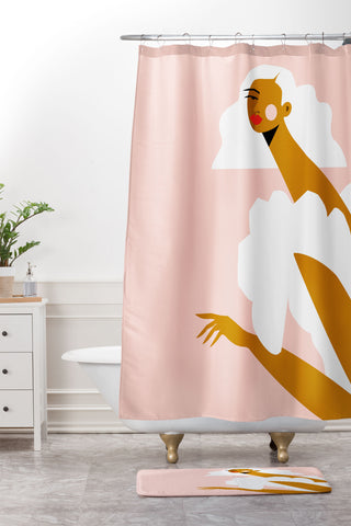 Maritza Lisa White Dress Shower Curtain And Mat