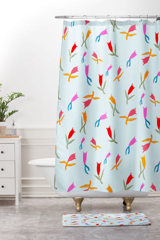 Maritza Lisa Wild Grace Abstract Florals Shower Curtain And Mat