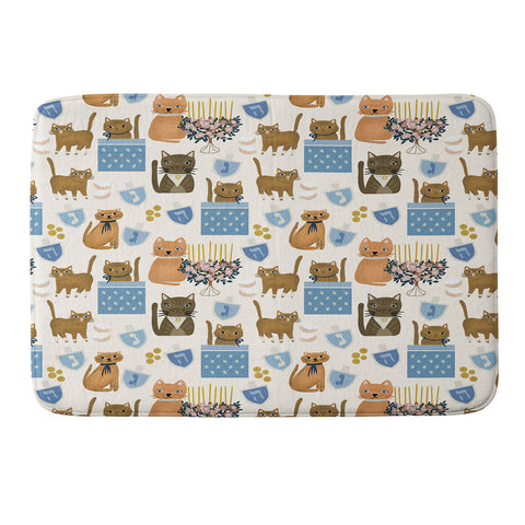 Marni Cream Hanukkah Cats Memory Foam Bath Mat