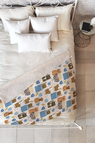 Marni Cream Hanukkah Cats Fleece Throw Blanket