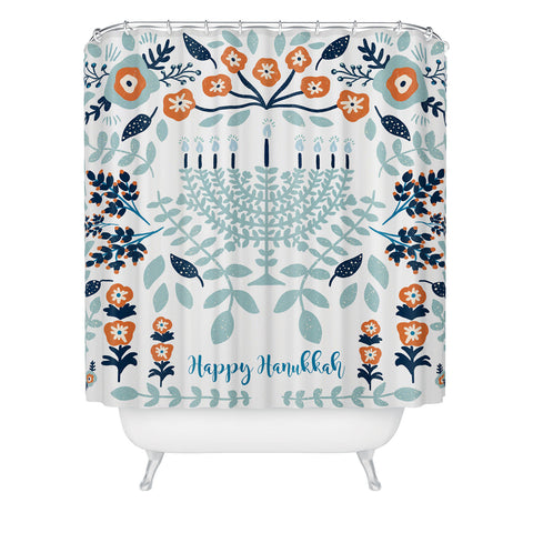 Marni Floral Hanukkah Menorah Shower Curtain