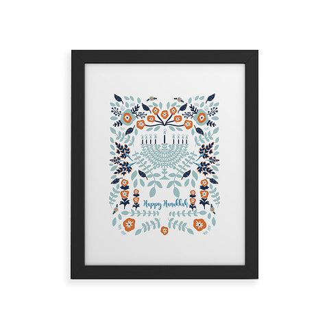 Marni Floral Hanukkah Menorah Framed Art Print