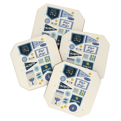 Marni Hanukkah Banners Signs and Pennants Coaster Set
