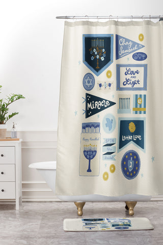 Marni Hanukkah Banners Signs and Pennants Shower Curtain And Mat