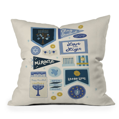 Marni Hanukkah Banners Signs and Pennants Outdoor Throw Pillow