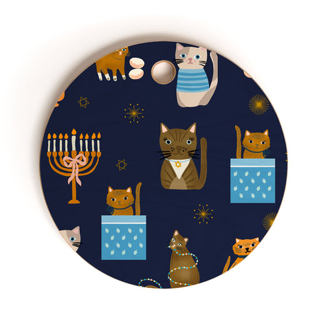 Marni Hanukkah Cats Cutting Board Round