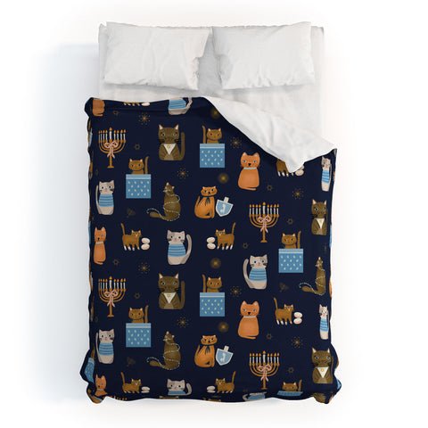 Marni Hanukkah Cats Duvet Cover