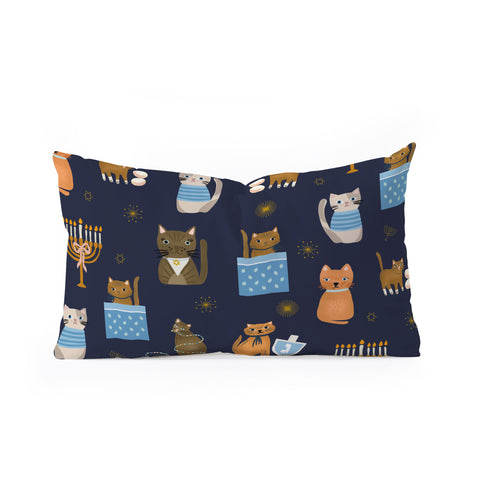 Marni Hanukkah Cats Oblong Throw Pillow