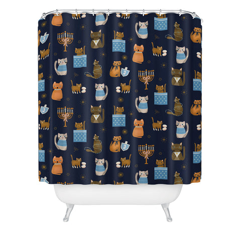 Marni Hanukkah Cats Shower Curtain
