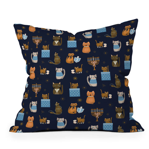 Marni Hanukkah Cats Throw Pillow