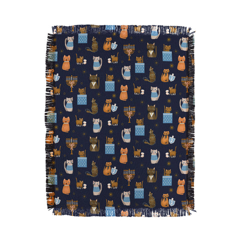 Marni Hanukkah Cats Throw Blanket