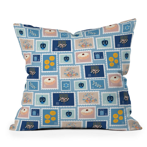 Marni Hanukkah Stamps Throw Pillow