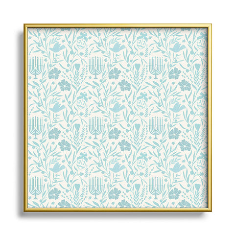 Marni Hanukkah Toile Square Metal Framed Art Print