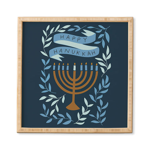Marni Happy Hanukkah Menorah Dark Blue Framed Wall Art