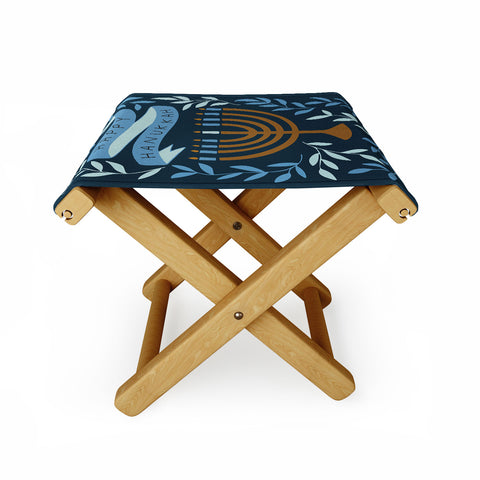Marni Happy Hanukkah Menorah Dark Blue Folding Stool