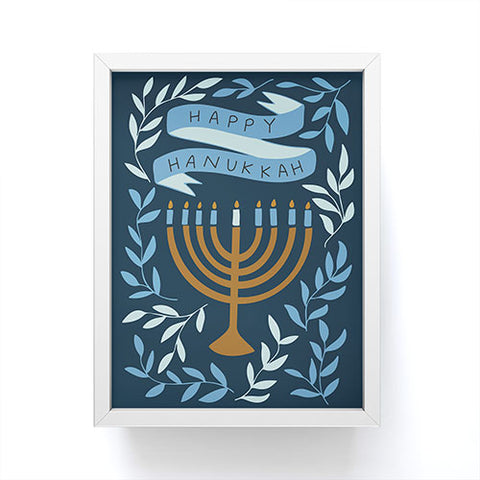 Marni Happy Hanukkah Menorah Dark Blue Framed Mini Art Print