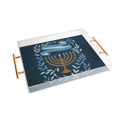 Marni Happy Hanukkah Menorah Dark Blue Acrylic Tray