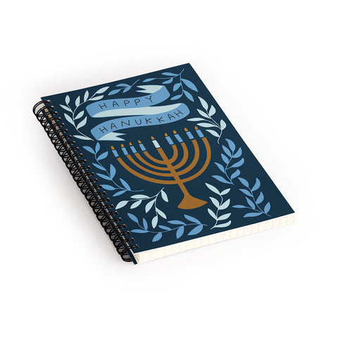 Marni Happy Hanukkah Menorah Dark Blue Spiral Notebook