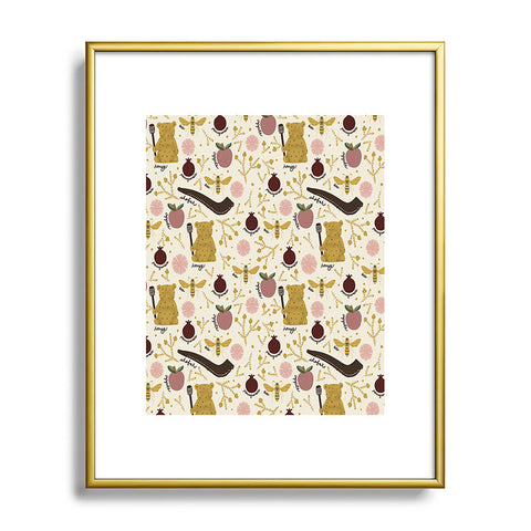 Marni Honey Bear Bee Shofar Pomegranate Apple Metal Framed Art Print