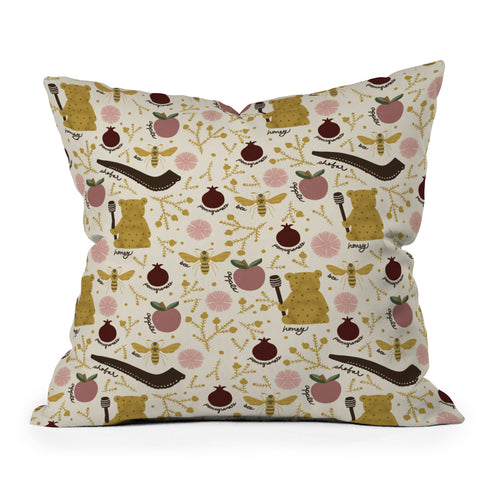 Marni Honey Bear Bee Shofar Pomegranate Apple Throw Pillow