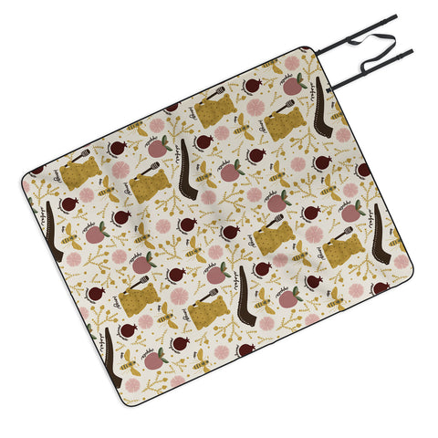 Marni Honey Bear Bee Shofar Pomegranate Apple Picnic Blanket
