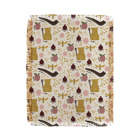 Marni Honey Bear Bee Shofar Pomegranate Apple Throw Blanket
