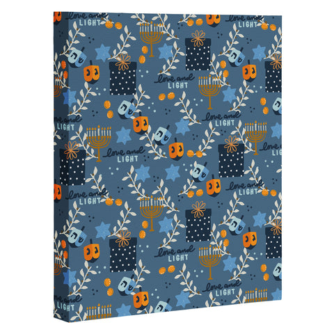 Marni Love and Light Blue Hanukkah Art Canvas
