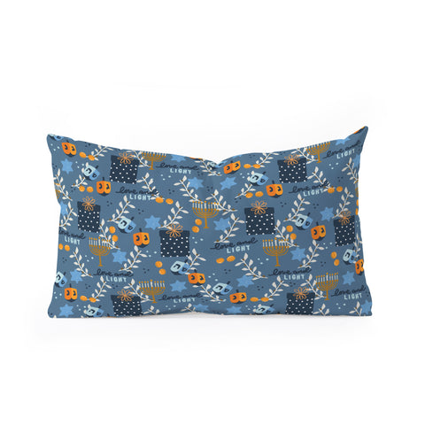 Marni Love and Light Blue Hanukkah Oblong Throw Pillow