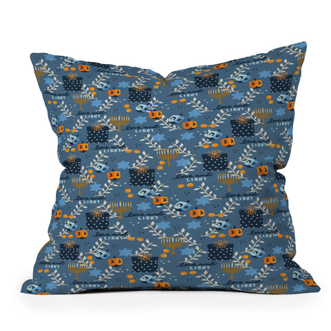 Marni Love and Light Blue Hanukkah Throw Pillow