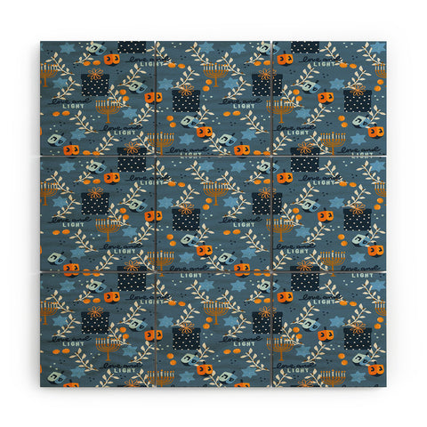 Marni Love and Light Blue Hanukkah Wood Wall Mural