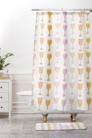 Marni Wine Cups for Passover Pastel Shower Curtain And Mat