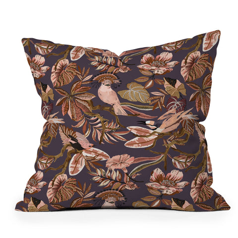 Marta Barragan Camarasa 2Pink tropical birds landscape Outdoor Throw Pillow