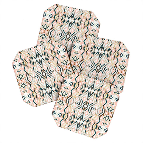 Marta Barragan Camarasa 3dimensional marbled geometry pattern Coaster Set