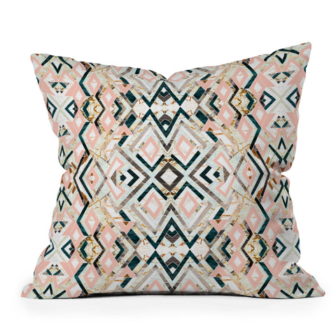 Marta Barragan Camarasa 3dimensional marbled geometry pattern Outdoor Throw Pillow
