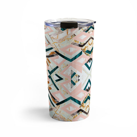 Marta Barragan Camarasa 3dimensional marbled geometry pattern Travel Mug