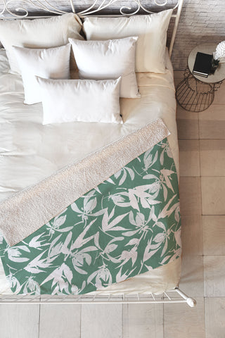 Marta Barragan Camarasa Abstract asian leaves MP Fleece Throw Blanket