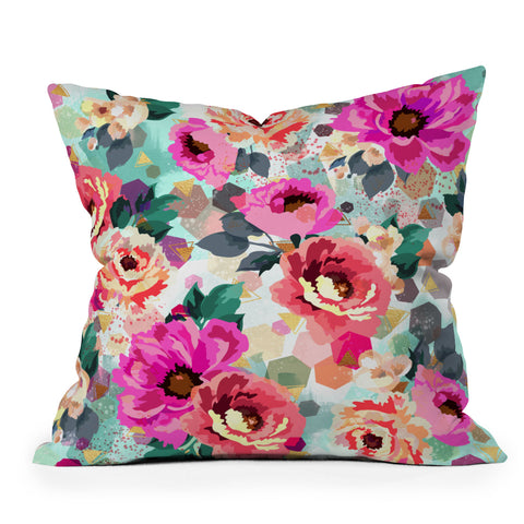 Marta Barragan Camarasa ABSTRACT GEOMETRICAL FLOWERS Outdoor Throw Pillow