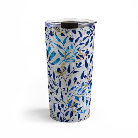 Marta Barragan Camarasa Abstract nature with golden birds Travel Mug