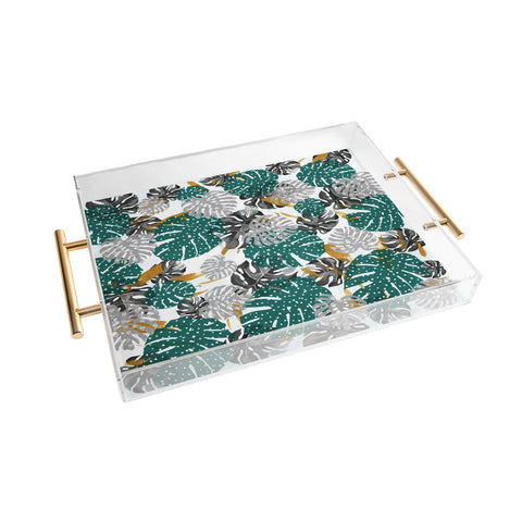 Marta Barragan Camarasa Abstract of monstera patterns II Acrylic Tray
