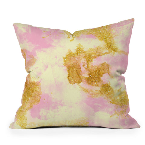 Marta Barragan Camarasa Abstract painting pink and gold Outdoor Throw Pillow