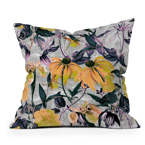 Marta Barragan Camarasa Abstract pattern of yellow blooms Outdoor Throw Pillow